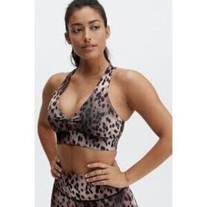 Fabletics Oasis Twist-Front Sports Bra Animal Print Plus Size 1X 16/18